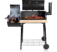 BBQ Collection Fumoir Barbecue Charbon de Bois Grande Taille avec Fumoir Cheminée Réglable 104 x 58 x 114 cm