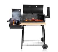 BBQ Collection Fumoir Barbecue Charbon de Bois Grande Taille avec Fumoir Cheminée Réglable 104 x 58 x 114 cm