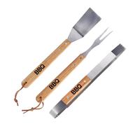 BBQ Collection Set d’Ustensiles de Barbecue en Acier Inoxydable - Pince, Spatule, Fourchette - 3 Pièces