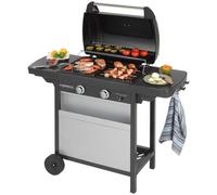 Campingaz Barbecue à Gaz Class 2 LX Vario, 2 Brûleurs, Puissance 7.5kW, Grille et Plancha en Acier Double Emaillage, 2 Tablettes Latérales, Gris/Noir