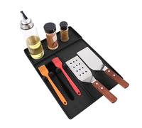 BBQ GRILL MAT - Porte spatule de grill Mat Outdoor | Caps de gril barbecue | Tapis d'ustensiles de grille en silicone | Grand goutte protecteur en silicone | Outils pour g