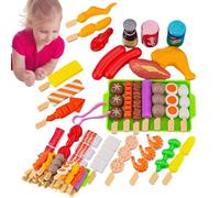 BBQ Grill Toy Set - 15-Piece Pretend Play Barbecue Food Kit, Fake Skewers Simulation Meat Vegetables, Interactive Cooking Playset | Outdoor Camping Kitchen Toy Gift for Kids Boys Girls Birth