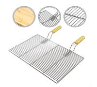 Wiltec Grille BBQ Carrée 54x34cm Acier inoxydable avec Poignée Barbecue Charbon de bois/à gaz Boule Grillade Cuisson Terrasse Jardin Plancha Viande Légumes