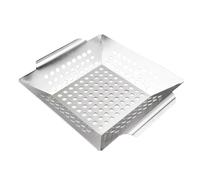 BBQ Grilling Basket Vegetables Meat Baking Dish Pan Stainless Steel Non-stick Barbecue Tool Kitchen Gadget Barbecue Acceessories Pour GâTeaux(8inch)