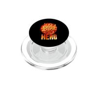 BBQ Hero Flaming Sausage and Flames Design PopSockets PopGrip pour MagSafe