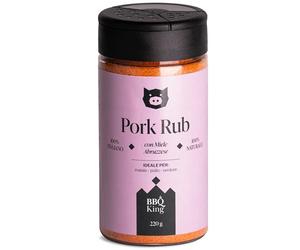 BBQ KING - Pork Rub Pack of 220 Gr, Dry Rub Bbq Pork Ribs Ideal for Barbecue and Grill, Kitchen Spice Set 100% Made in Italy, Mélange d'épices pour porc, agneau ou légumes