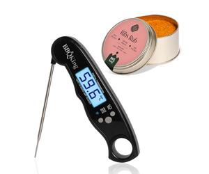 BBQ KING - Thermomètre de Cuisine Numérique avec Lecture Instantanée de Cuisson + Ribs Rub Set Épices Dry Rub Bbq Paquet 70 Gr pour Côtelettes de Porc, Idéal pour Barbecue et Grill, Made in Italy