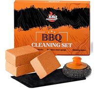 BBQ Moments Brosse Barbecue, Aacier Inoxydable Eponge Métallique Petite Brosse De Nettoyage & Bloc Grill - Griller Pierre Nettoyant Ponce 3 Pièces, Grattoir Barbecue & Serviette Compressée Set