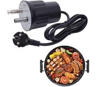 BBQ Moteur Tourne Broche de Barbecue Moteur Eléctrique Camping en Aluminium Kit Rôtissoire Barbecue Charge Pique-nique Accessoires