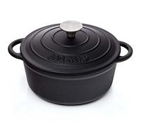 BBQ-Nerd© Cocotte ronde avec couvercle 2,5 l en fonte avec revêtement émaillé | Marmite en fonte Idéal pour la cuisson lente | Cocotte économe en énergie et conservation de la chaleur