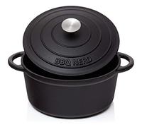 BBQ-Nerd© Cocotte ronde avec couvercle 5 l en fonte avec revêtement en émail | Marmite en fonte Idéal pour la cuisson lente | Cocotte économe en énergie et conservation de la chaleur