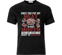 BBQ Once You Put My Meat in Your Mouth Funny Mens T-Shirt Black Manches Courtes(Large)