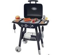 BBQ sur Pieds avec Plancha et Grill - 18 Accessoires Inclus Kit Jeu de Cuisine Enfant Complet, Ustensiles pour Dinette Extérieure