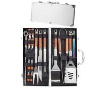 BBQ Tool Set with Storage Box, 24 Piece Professional Grilling Utensil Kit for Outdoor Cooking, Camping, Picnics and Backyard - Ideal BBQ Gift Set