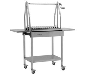 BBQ-Toro Asado Barbecue en acier inoxydable | 119 x 45 x 135 cm | Barbecue au charbon de bois argentin avec étagères latérales | Barbecue mobile en acier inoxydable, barbecue argentin, barbecue au