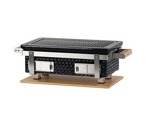 BBQ-Toro Barbecue de table en céramique avec support en bois | 50 x 23 x 17 cm | Hibachi | Barbecue de table sans électricité | Noir | Mini barbecue de table au charbon de bois
