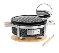 BBQ-Toro Barbecue de table rond en céramique - Diamètre : 29,5 cm - Barbecue japonais avec support en bois - Barbecue Hibachi - Barbecue en céramique - Barbecue de table sans électricité - Raclette