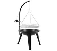 BBQ-Toro Barbecue suspendu avec grille de cuisson Ø 55 cm | Barbecue au charbon de bois avec brasero | Trépied pour chaudron à goulasch | Grille de cuisson Ø 50 cm, grille de barbecue avec bac à feu