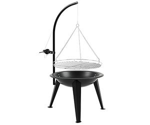 BBQ-Toro Barbecue suspendu avec grille de cuisson Ø 55 cm | Barbecue au charbon de bois avec brasero | Trépied pour chaudron à goulasch | Grille de cuisson Ø 50 cm, grille de barbecue avec bac à feu
