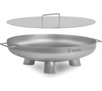 BBQ-Toro Bassin de feu en acier inoxydable Ø 60 cm avec couvercle, argent, Outdoor Trépied foyer pour le jardin