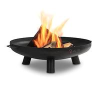 BBQ-Toro Brasero Ø 80 cm | Noir | Foyer extérieur avec TROIS pieds de support et deux poignées | Braseros pour le jardin, cuvette de feu, Garden Fire Pit, Fire Bowl, cuvette de feu
