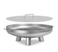 BBQ-Toro Brasero en acier inoxydable Ø 70 cm avec couvercle | Argent | Foyer extérieur avec trois pieds et deux poignées, braseros pour le jardin, cuvette de feu, Garden Fire Pit, bol de feu, bassin