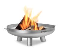 BBQ-Toro Brasero en acier inoxydable - Diamètre : 70 cm - Argenté - Brasero d'extérieur avec trois pieds et deux poignées