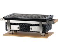 BBQ-Toro Céramique Barbecue de table au charbon de bois avec support en bois | Noir | Barbecue Hibachi d'extérieur pour le camping