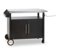 BBQ-Toro Chariot de barbecue 103,5 x 59 x 81 cm - Argenté/noir - Table de grande surface de travail - Table d'appoint pour barbecue d'extérieur