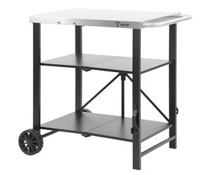 BBQ-Toro Chariot de barbecue pliable 60 x 80 x 82 cm - Argenté/noir - Chariot de service, table de barbecue pour barbecue à gaz - Table d'appoint en acier inoxydable - Table d'appoint pour l'extérieur