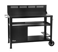 BBQ-Toro Chariot de barbecue Table de 125 x 57 x 104 cm - Noir - Surface de travail - Protection contre le vent