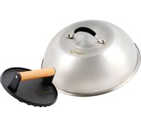 BBQ-Toro Cloche à burger en acier inoxydable avec presse-viande en fonte | Cloche chauffante