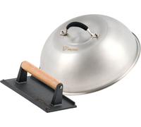 BBQ-Toro Cloche chauffante en acier inoxydable avec presse-viande en fonte | Cloche à burgers