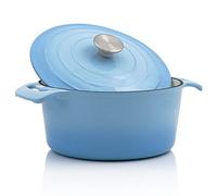 BBQ-Toro Cocotte | 4,0 l, Ø 24 cm, | Casserole en fonte émaillée avec couvercle | Compatible induction (bleu)