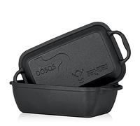 BBQ-Toro Cocotte en Fonte avec Couvercle - 4,5 L - 2 en 1 - Poêle et Cocotte - Moule à Pain - Grande Casserole Carrée pour Barbecue, Four