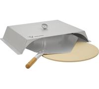 BBQ-Toro Couvercle à pizza en acier inoxydable avec thermomètre, pierre à pizza et pelle, couvercle à pizza pour gril à gaz
