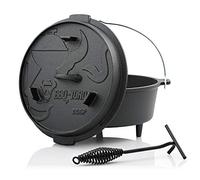BBQ-Toro Dutch Oven Premium Série I déjà brûlé - pré-assaisonné I différentes tailles I casserole en fonte I rôtissoire avec soulève-couvercle ((B) - DO6P - 7,3 Liter, avec pied)
