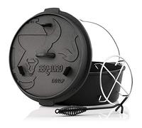 BBQ-Toro Dutch Oven Premium Série I déjà brûlé - pré-assaisonné I différentes tailles I casserole en fonte I rôtissoire avec soulève-couvercle ((D) - DO12P - 13,6 Liter, exempt pied)