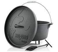 BBQ-TORO Dutch Oven Série Alpha | déjà brûlé | Différentes Tailles | Marmite en Fonte | Rôtissoire avec lève-Couvercle (DO14A - 13,3 litres, Pot avec des Pieds)