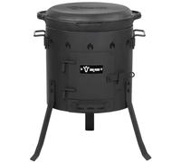 BBQ-Toro en fonte kazan avec cuisinière kazan Ø 35 cm | casserole en fonte avec couvercle 12,1 L | bouilloire pour goulasch, bouilloire à feu, cuisinière d'extérieur