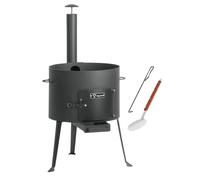 BBQ-Toro Fonte Kazan en option avec four Kazan | Marmite en fonte XXL avec couvercle, marmite en fonte | Marmite à goulasch avec écumoire et tisonnier (Ø 44 cm Utschak)