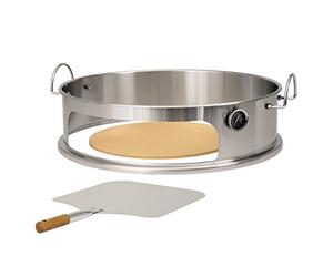 BBQ-Toro Four à pizza pour barbecue boule de 57 cm de diamètre | Acier inoxydable | Avec pierre à pizza, pelle et thermomètre