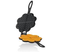 BBQ-Toro Gaufrier en fonte en forme de cœur | Gaufrier double 15 cm de diamètre, pré-enduit, noir
