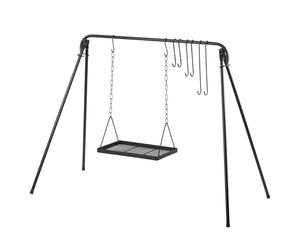 BBQ-Toro Gril à Bascule 10 Pièces | Support Grill avec 8 Crochets | Gril Pivotant, Support Cuisson | Foyer Extérieur | Plaque Réglable Hauteur | Set Grill, Support Suspendu
