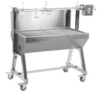 BBQ-Toro Grill à cochon de lait mobile en acier inoxydable | Jusqu’à 60 kg | Rôtissoire avec moteur, barbecue tournebroche | Grill pour porc et agneau avec roulettes, broche électrique