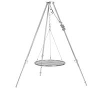 BBQ-Toro Grille à trois pattes en acier inoxydable d'un diamètre de 60 cm | 108-174 cm | Trépied pour barbecue pivotant | Structure en fer à trois pattes | Support pour barbecue avec grille | Barbecue