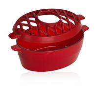 BBQ-Toro Humidificateur en fonte émaillée | Rouge 2,7 l | Humidificateur en fonte | Humidificateur d'eau pour four | Humidificateur pour poêle à bois | Bol de cheminée, humidificateur de four