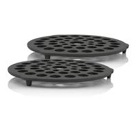 BBQ-Toro Insert Dutch Oven (2 pièces) | Ø 20 cm | Trépied | Preseasoned - déjà cuit | Grille empilable en fonte soucoupe et grille en fonte | Support de casserole