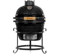 BBQ-Toro Kamado Haiiro Barbecue au charbon de bois Ø 32 cm avec thermomètre, poignée en bois | Kamado en céramique, mini barbecue au charbon de bois, Kamado BBQ, barbecue en céramique (noir)