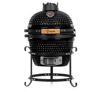 BBQ-Toro Kamado Haiiro Barbecue au charbon de bois Ø 32 cm avec thermomètre, poignée en bois | Kamado en céramique, mini barbecue au charbon de bois, Kamado BBQ, barbecue en céramique (noir)